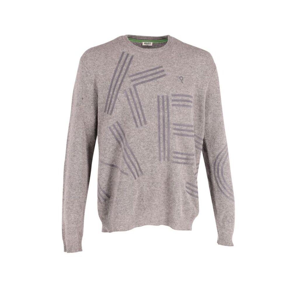 Kenzo Grey Flock Printed Sweater in Grey Wool